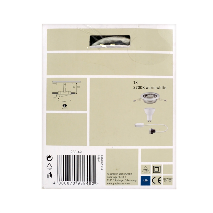 Paulmann 93849 - LED-GU10/4,5W/230V Beépíthető lámpa PREMIUM LINE 230V