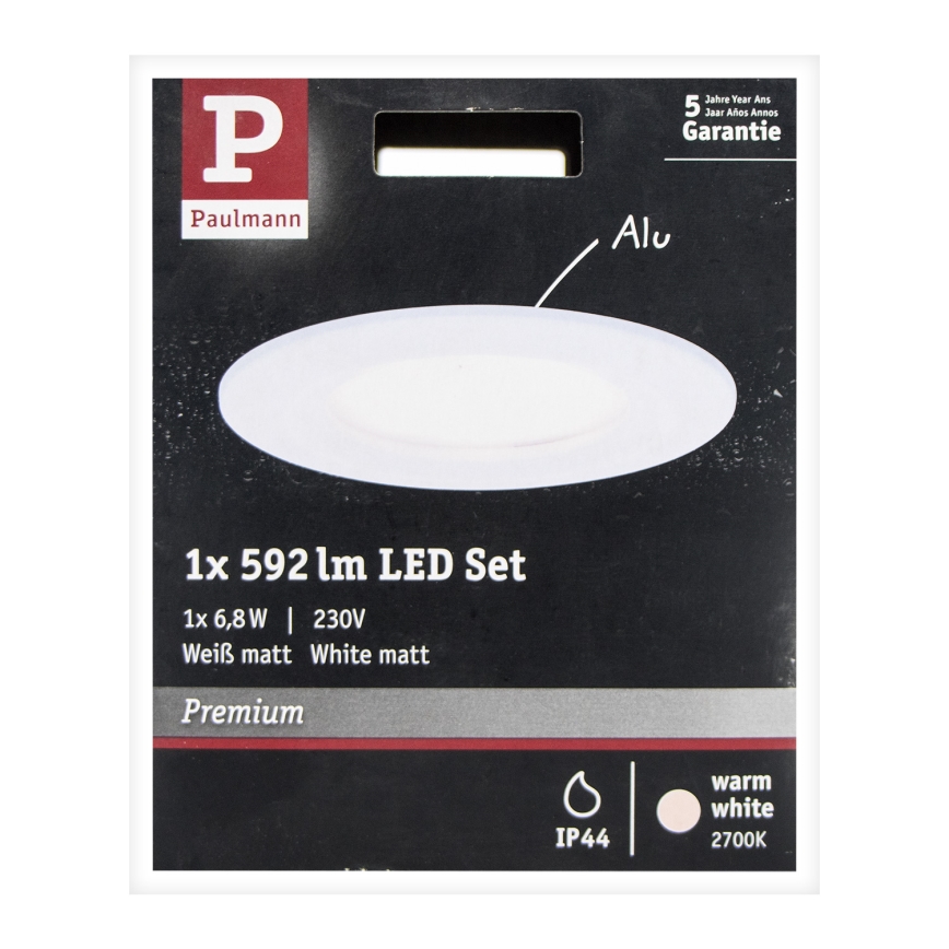 Paulmann 93857 - LED/6,8W IP44 Fürdőszobai beépíthető lámpa COIN 230V