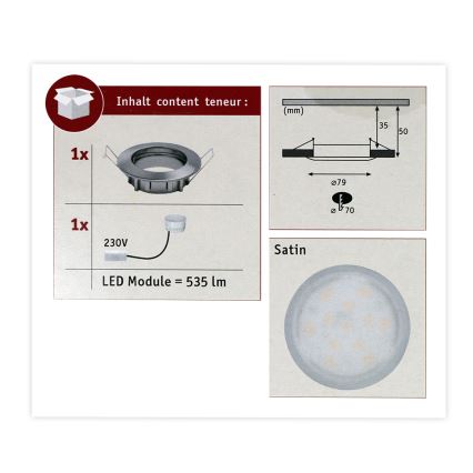 Paulmann 93975 - LED/6,8W IP44 Fürdőszobai beépíthető lámpa COIN 230V
