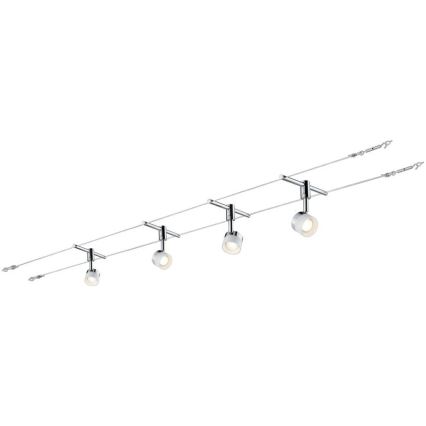 Paulmann 94080 - SZETT 4xLED/4,8W Komplett kábelrendszer STAGE 230V fényes króm