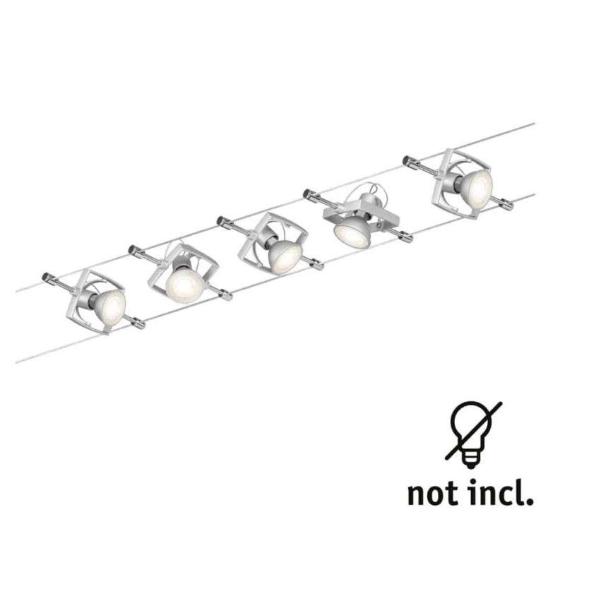 Paulmann 94133 - 5 db-os készlet GU5,3/10W spotlámpa MAC 230V drótrendszerhez, matt króm