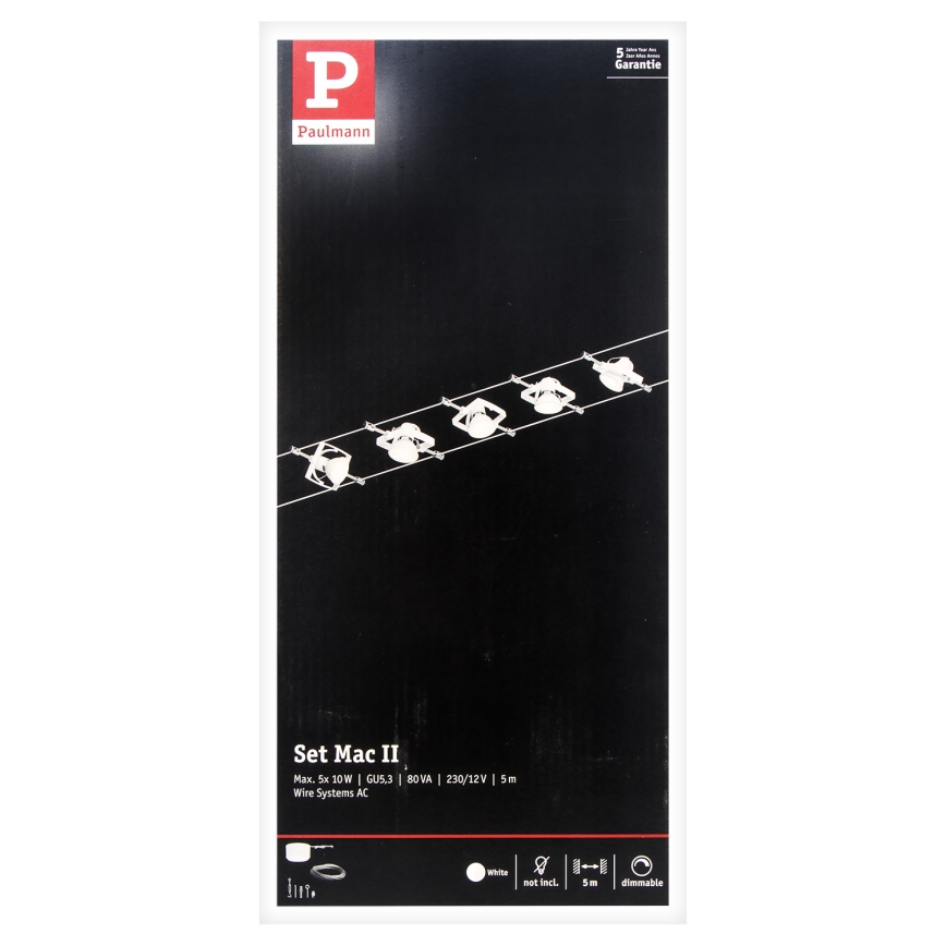 Paulmann 94134 - Szett 5xGU5,3/10W Komplett kábelrendszer MAC 230V fehér