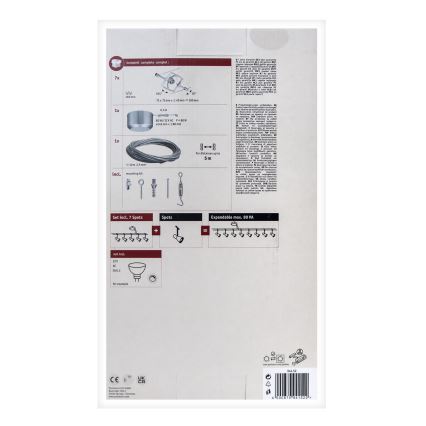 Paulmann 94152 - Készlet 7xGU5,3/10W Spotlámpa kábelrendszerhez MAC 230V matt króm