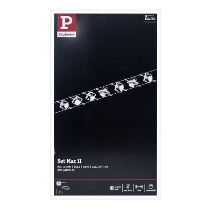 Paulmann 94152 - Szett 7xGU5,3/10W Komplett kábelrendszer MAC 230V matt króm