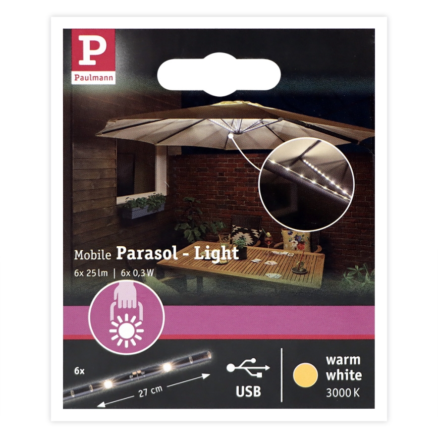 Paulmann 94219 - LED/1,8W Napernyő világítás 5V/USB 2,02m