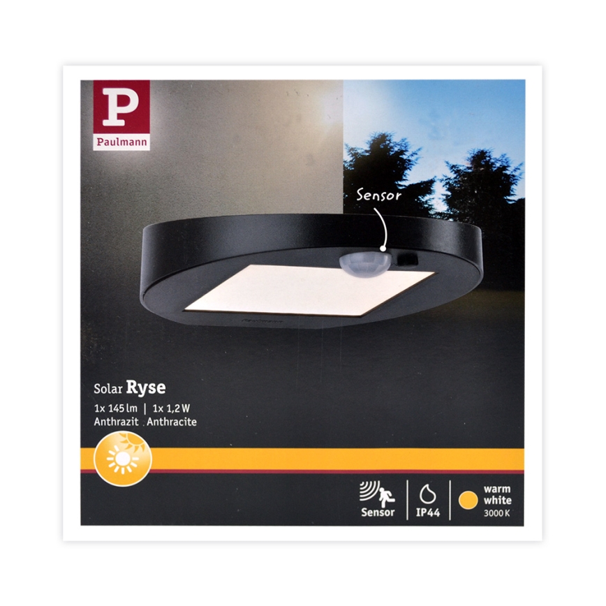 Paulmann 94246 - LED/1,2W IP44 Kültéri napelemes lámpa érzékelővel RYSE 3,7V 1800 mAh