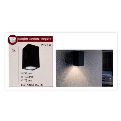 Paulmann 94327 - LED/3,8W IP44 Kültéri fali lámpa FLAME 230V antracit