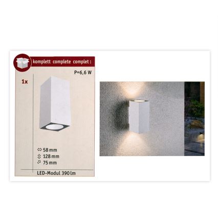 Paulmann 94330 - 2xLED/2,8W IP44 Kültéri fali lámpa FLAME 230V fehér