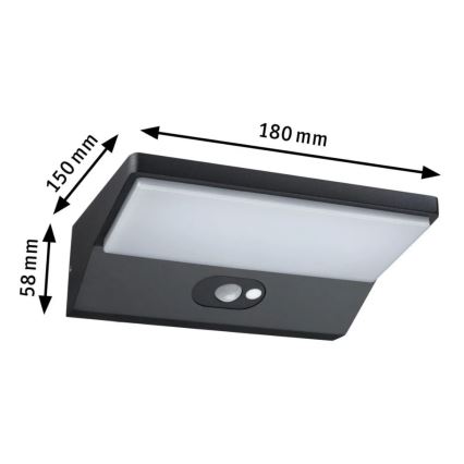 Paulmann 94333 - LED/7,4W IP44 Kültéri fali lámpa érzékelővel HOUSE 230V