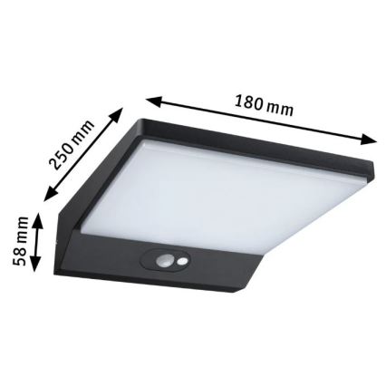 Paulmann 94334 - LED/5W IP44 Napelemes fali lámpa mozgásérzékelővel RONAS 3,7V