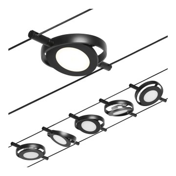 Paulmann 94418 - 5 db-os készlet LED spotlámpa 4,5W, fekete, ROUNDMAC kábelrendszerhez, 230V