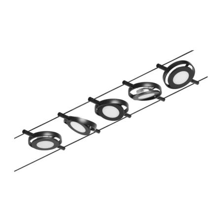 Paulmann 94418 - 5 db-os készlet LED spotlámpa 4,5W, fekete, ROUNDMAC kábelrendszerhez, 230V