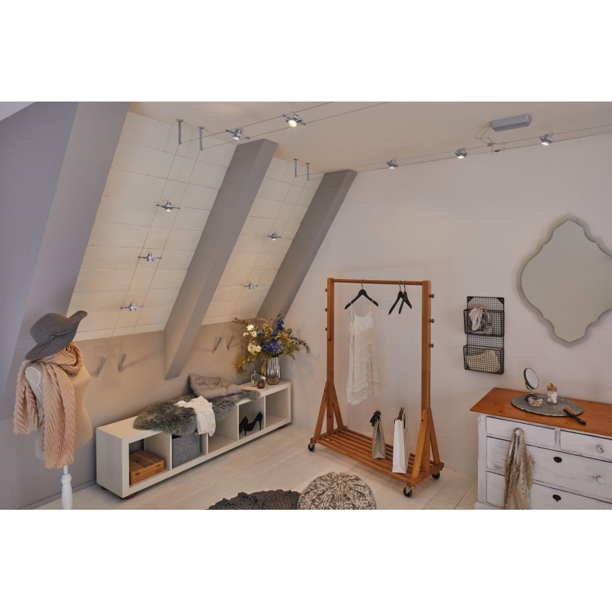 Paulmann 94430 - Készlet 5xGU5,3/10W Spotlámpa MAC 230V drótrendszerhez matt króm