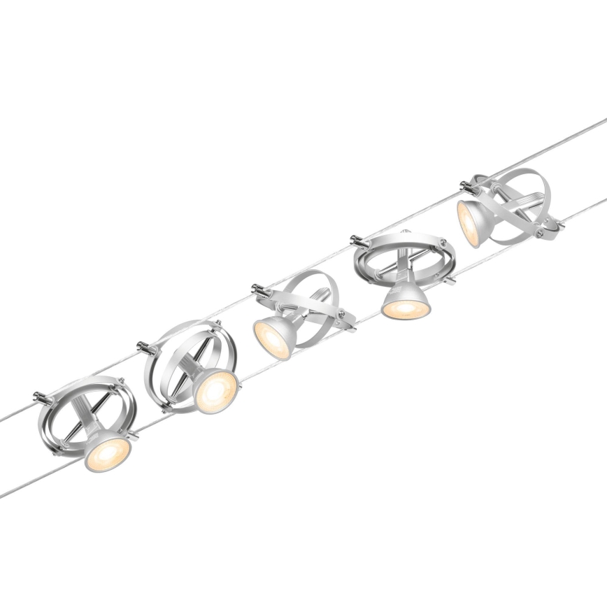 Paulmann 94436 - 5 db-os készlet GU5,3/10W spotlámpa CARDAN 230V kábelrendszerhez, matt króm