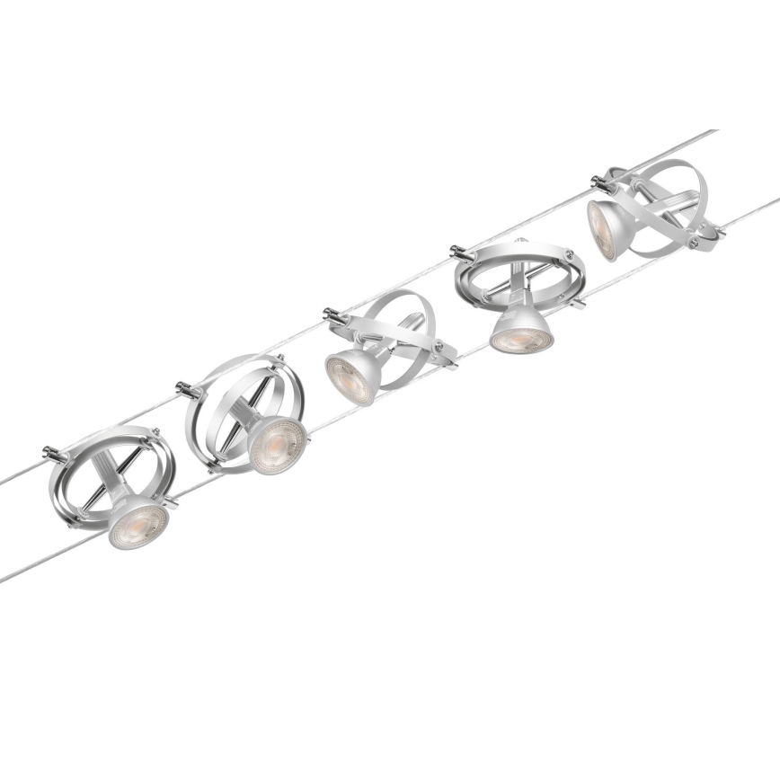 Paulmann 94436 - 5 db-os készlet GU5,3/10W spotlámpa CARDAN 230V kábelrendszerhez, matt króm