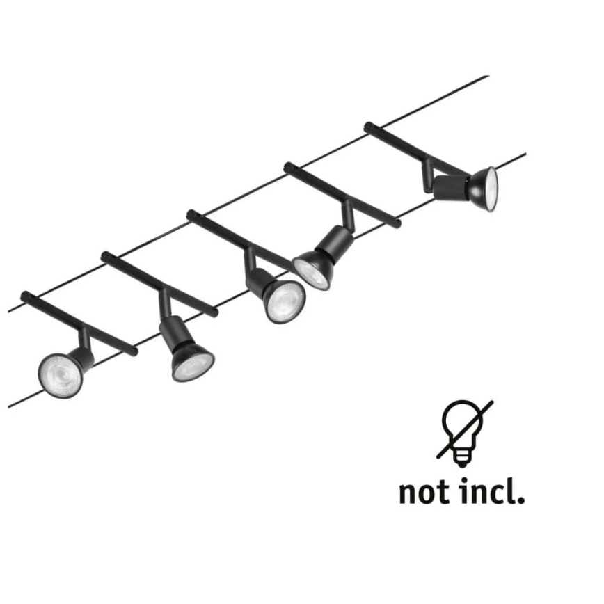 Paulmann 94446 - 5 db-os készlet GU5,3/10W spotlámpa SALT kábelrendszerhez 230V fekete