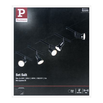 Paulmann 94446 - szett 5x GU5,3/10W, komplett SALT kábelrendszer 230V, fekete