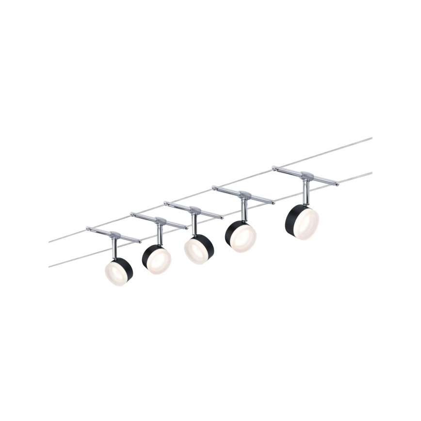 Paulmann 94457 - SZETT 5xLED/4W kábelrendszerhez illeszthető spotlámpa CLEAR 230V fekete/fényes króm