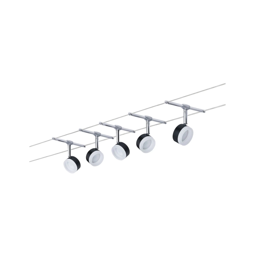 Paulmann 94457 - SZETT 5xLED/4W kábelrendszerhez illeszthető spotlámpa CLEAR 230V fekete/fényes króm