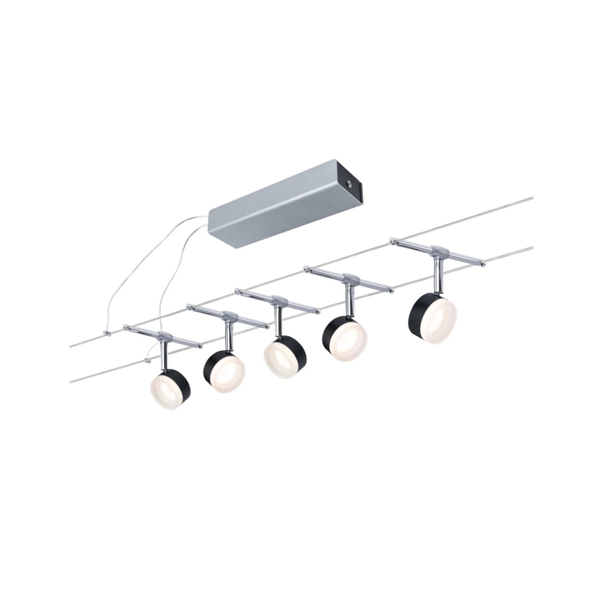 Paulmann 94457 - SZETT 5xLED/4W Teljes kábelrendszer CLEAR 230V fekete/fényes króm
