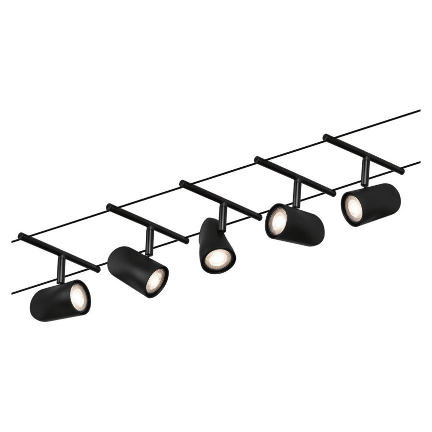 Paulmann 94469 - 5 db-os készlet GU5,3/10W spotlámpa CUP kábelrendszerhez 230V fekete
