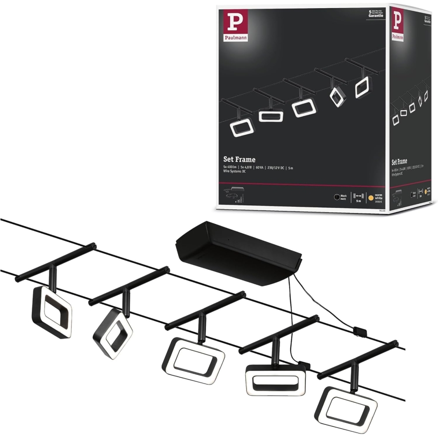 Paulmann 94485 - 5×LED/4,8 W szett, komplett FRAME kábelrendszer 230V, fekete
