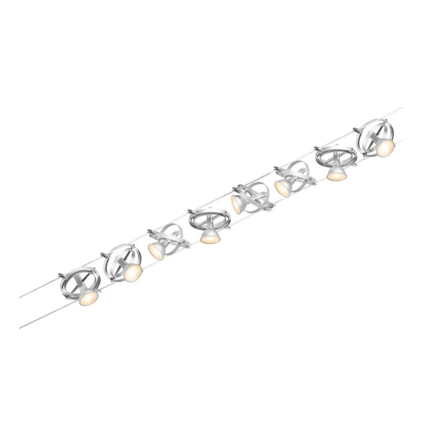 Paulmann 94490 - 8 db-os GU5,3/7,5W szett CARDAN 230V matt króm kábelrendszerbe szerelhető spotlámpa