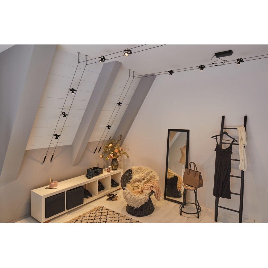 Paulmann 94494 - 8 db-os készlet GU5,3/7,5W spotlámpa CARDAN 230V kábelrendszerhez, fekete