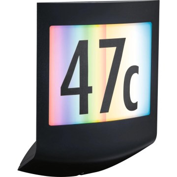 Paulmann 94513 - RGBW LED/8,2W IP44 Dimmelhető házszámtábla mozgás- és alkonyatérzékelővel PADEA 230V antracit