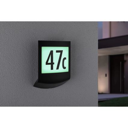 Paulmann 94513 - RGBW LED/8,2W IP44 Dimmelhető házszámtábla mozgás- és alkonyatérzékelővel PADEA 230V antracit