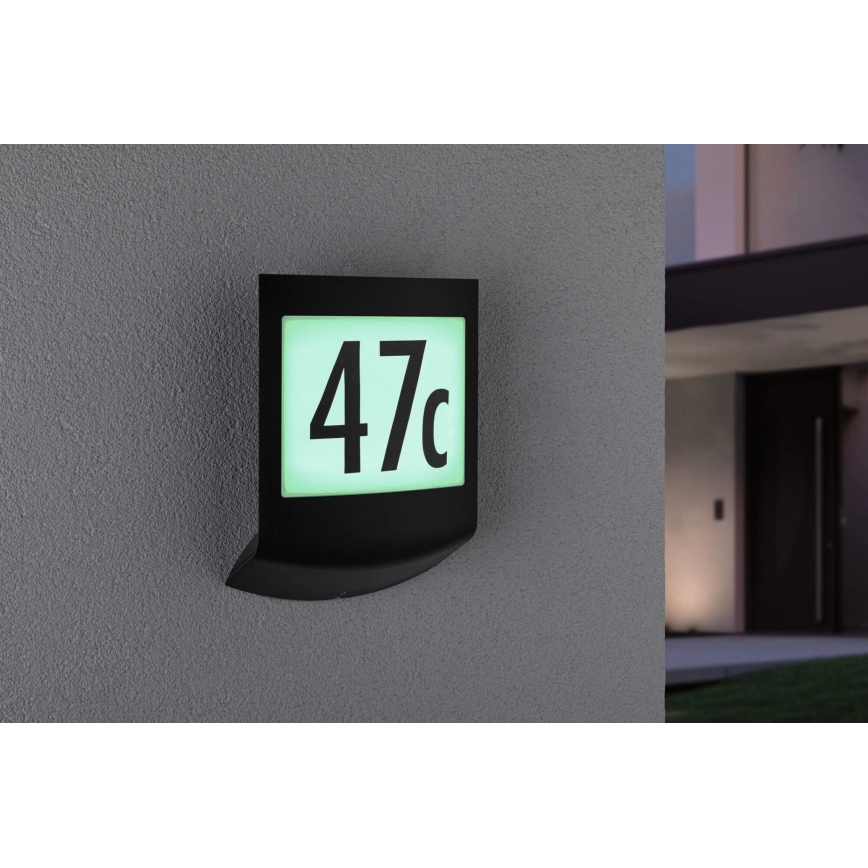 Paulmann 94513 - RGBW LED/8,2W IP44 Dimmelhető házszámtábla mozgás- és alkonyatérzékelővel PADEA 230V antracit