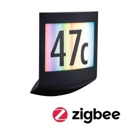 Paulmann 94513 - RGBW LED/8,2W IP44 Dimmelhető házszámtábla mozgás- és alkonyatérzékelővel PADEA 230V antracit