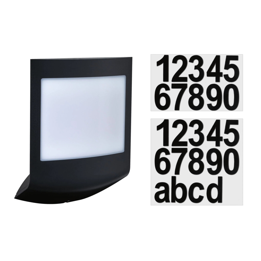 Paulmann 94513 - RGBW LED/8,2W IP44 Dimmelhető házszámtábla mozgás- és alkonyatérzékelővel PADEA 230V antracit