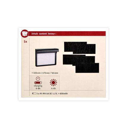 Paulmann 95388 - LED/0,05W IP44 Napelemes házszám érzékelővel DAYTON 4,8V