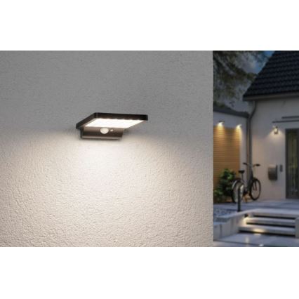 Paulmann 95393 - LED/4W IP44 Dimmelhető napelemes fali lámpa érzékelővel SOLVEIG 3,7V 2000 mAh