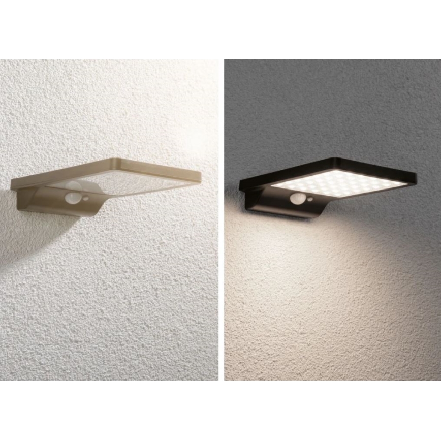 Paulmann 95393 - LED/4W IP44 Dimmelhető napelemes fali lámpa érzékelővel SOLVEIG 3,7V 2000 mAh