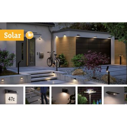 Paulmann 95393 - LED/4W IP44 Dimmelhető napelemes fali lámpa érzékelővel SOLVEIG 3,7V 2000 mAh