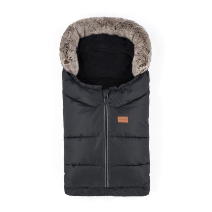 PETITE&MARS - 4 az 1-ben gyerek bundazsák ARCTIC + bundás kézmelegítők babakocsira FURRY Forever Black