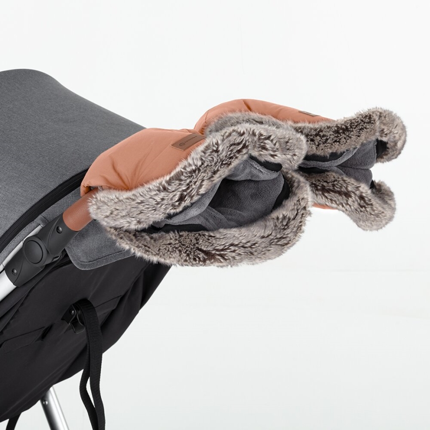 PETITE&MARS - 4 az 1-ben gyermek bundazsák COMFY + bundakesztyű babakocsira FURRY Pasztell őszibarack