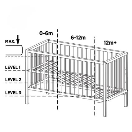 PETITE&MARS - Babaágy NELA BEECH 120x60 cm fehér/bükk