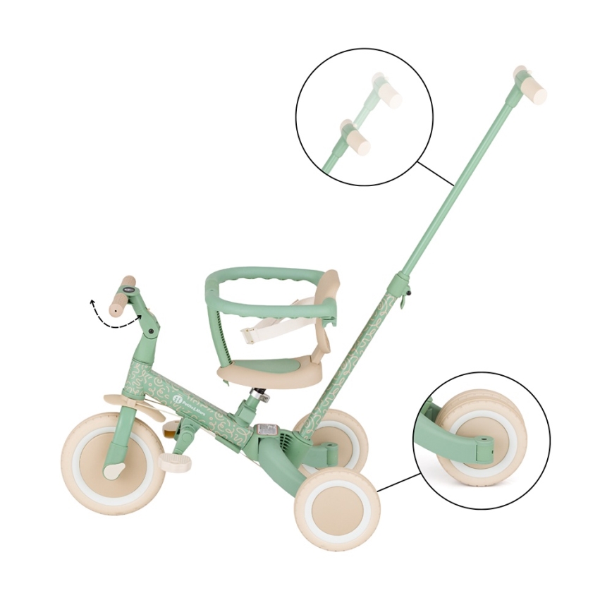 PETITE&MARS - Gyerek tricikli 5 az 1-ben TURBO LIMITED Green Twist