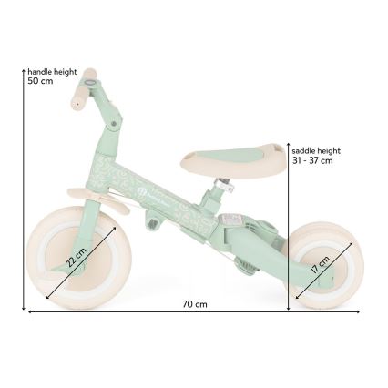 PETITE&MARS - Gyerek tricikli 5 az 1-ben TURBO LIMITED Green Twist