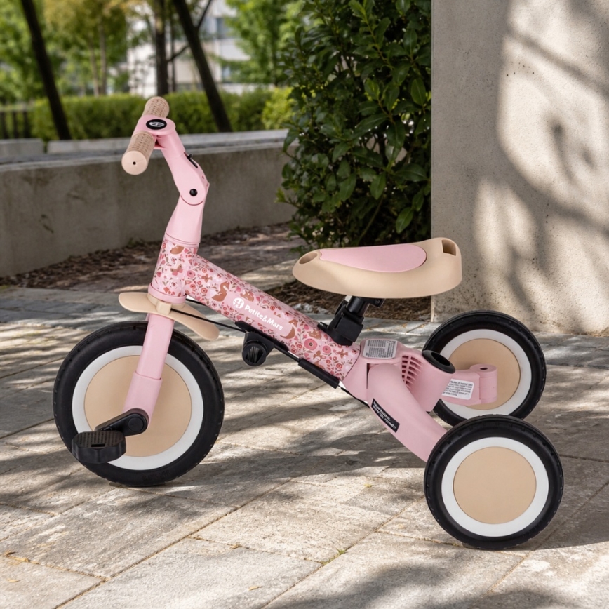 PETITE&MARS - Gyermek tricikli 5 az 1-ben TURBO LIMITED Rosy Wilderness