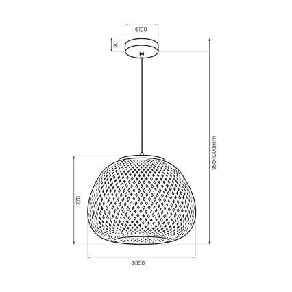 PETRA kábeles csillár 1xE27/15W/230V bambusz