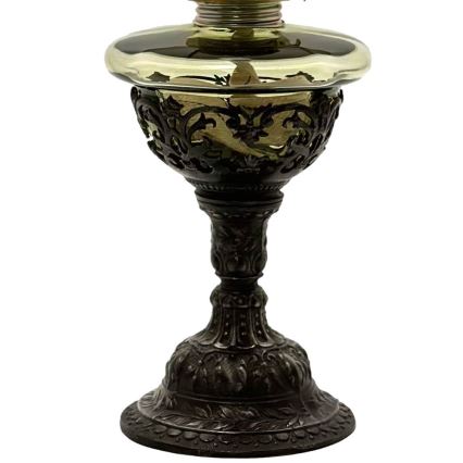 Petroleumlámpa RŰZENA 50 cm erdei zöld, ón díszítéssel