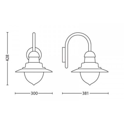 Philips 01652/06/PN - MYGARDEN RAINDROP kültéri fali lámpa 1xE27/53W/230V IP44