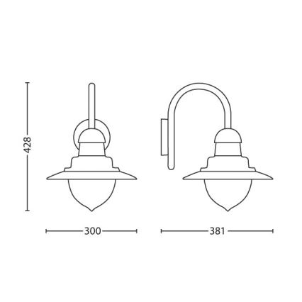 Philips 01652/52/PN - Kültéri fali lámpa RAINDROP 1xE27/60W/230V IP44