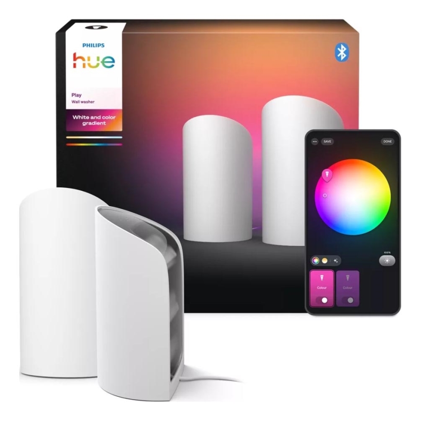 Philips - 2 darabos Hue PLAY Wall Washer RGBW LED dimmelhető projektorlámpa LED/20W/230V 2000–6500K fehér