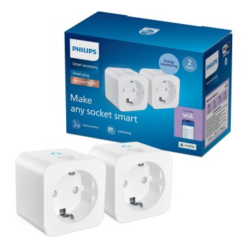 Philips - 2 darabos okos SCHUKO konnektor szett 2300W + Wi-Fi fogyasztásmérő