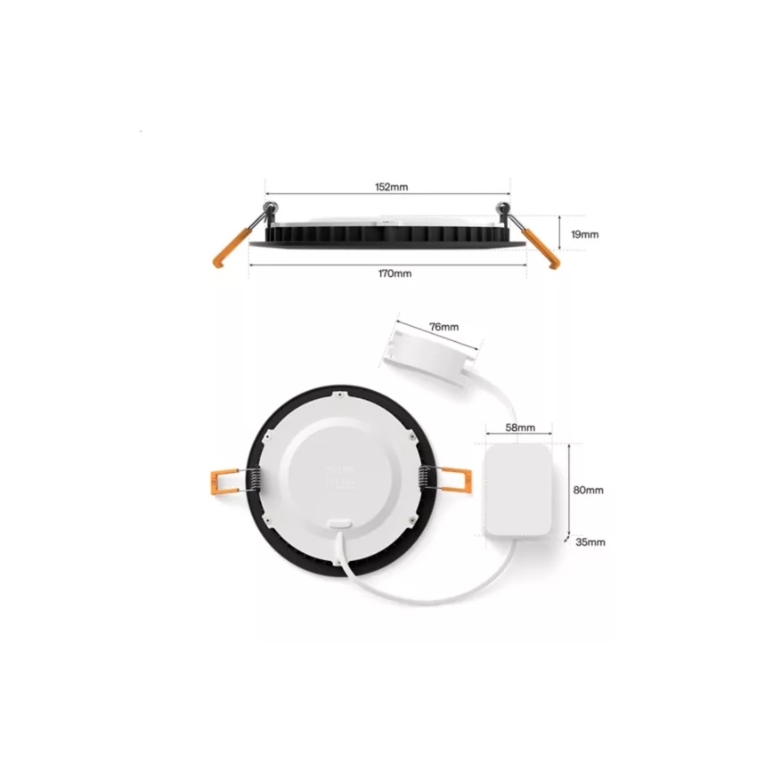 Philips - SZETT 2x LED RGBW dimmelhető fürdőszobai süllyesztett lámpatest Hue SLIM LED/12W/230V 2000-6500K fekete IP44